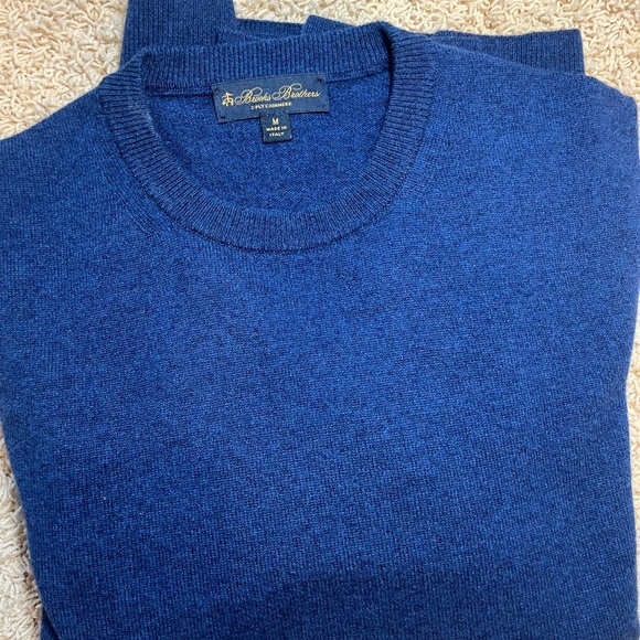 Brooks Brothers 100% Cashmere Blue Crewneck Sweater - Picture 1 of 4